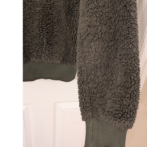 Sweaty Betty London Sherpa Quarter Zip Pullover Sweatshirt Olive Green Womens S - Picture 7 of 8